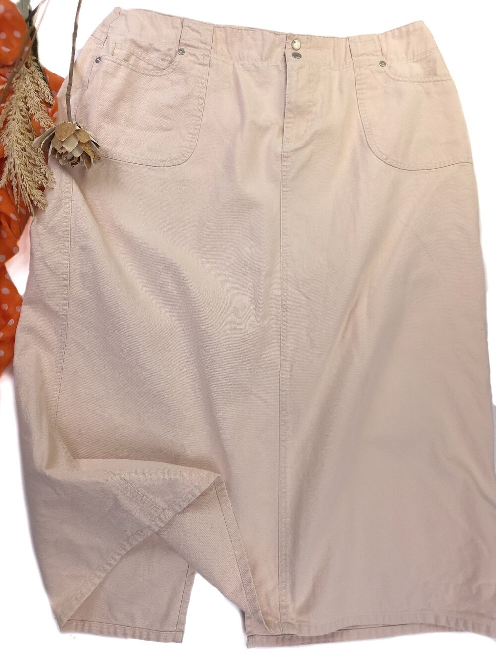 Women's Cream Casual Long Denim Skirt Sz 18w